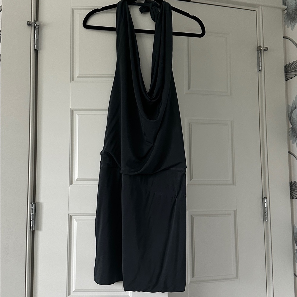 Moda International Sleek dark grey Backless Dress